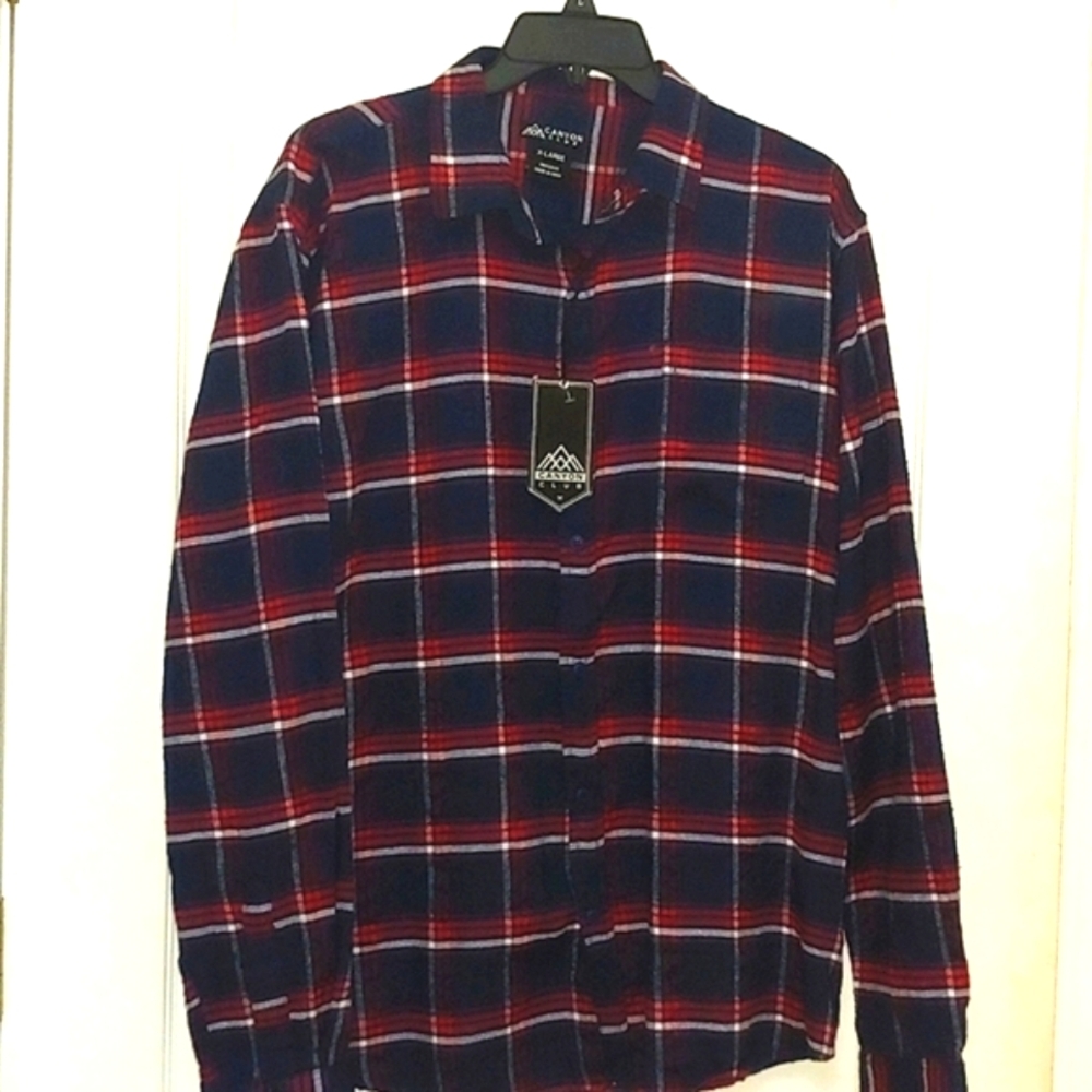 Canyon Club Cotton Blend Navy Blue Flannel shirt. Men's size XL. NWT